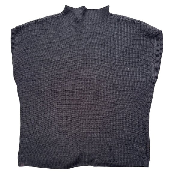 Sleeveless Knit Mock Neck Sweater Top With Pocket Gray By Anrabess 21" Length - Picture 2 of 6